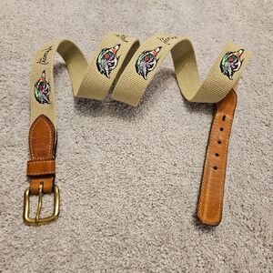 VTG Al Agnew Embroidered Canvas Belt – Wood Duck Design – Size‎ 44 – Made in USA